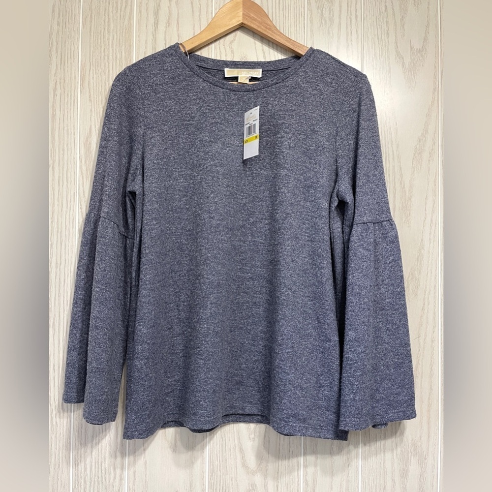 Michael Kors Blue Gray Shirt with Bell Sleeves Size M NWT
